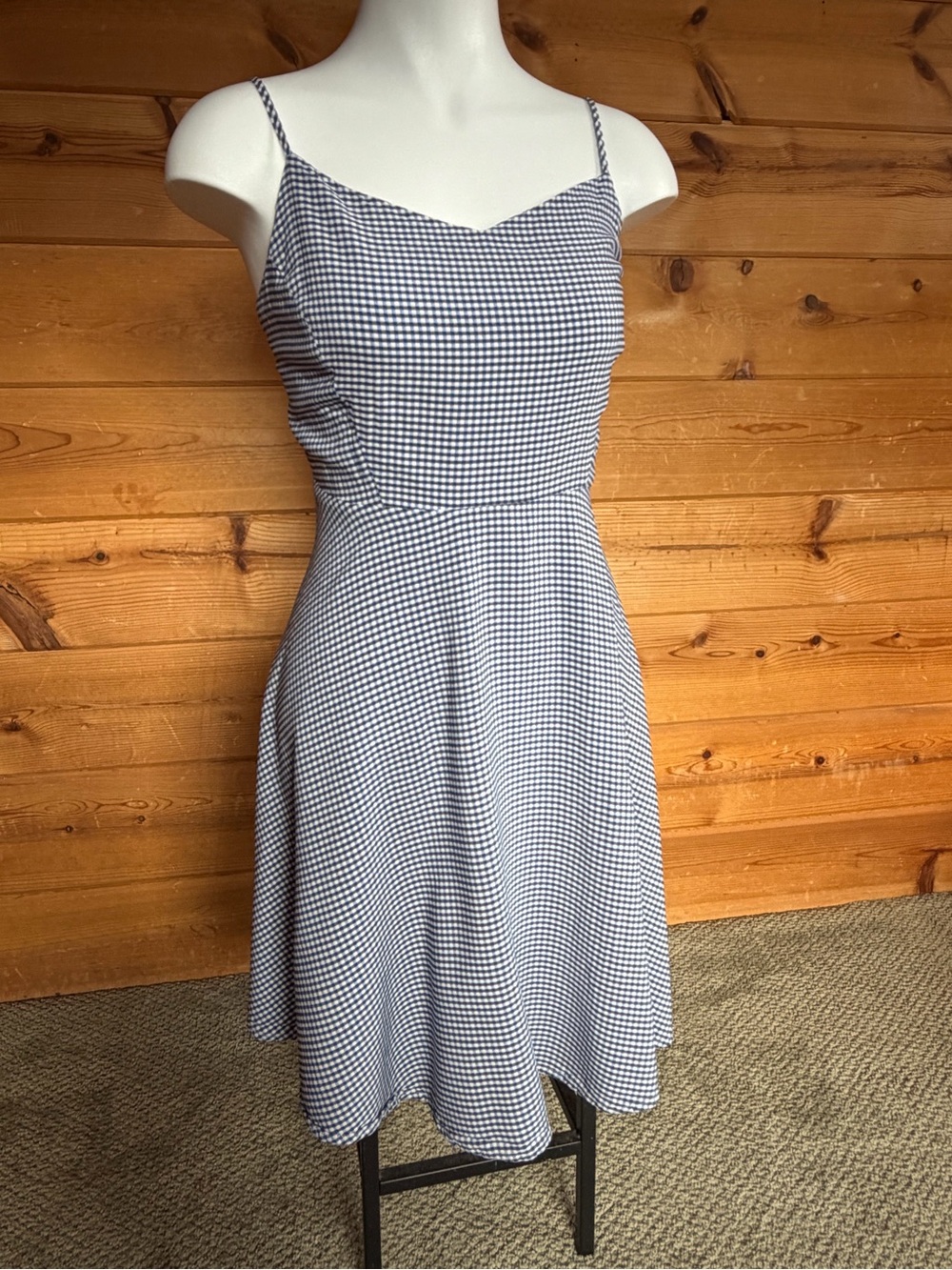 Old Navy white gingham style mini sundress dress large spaghetti strap picnic